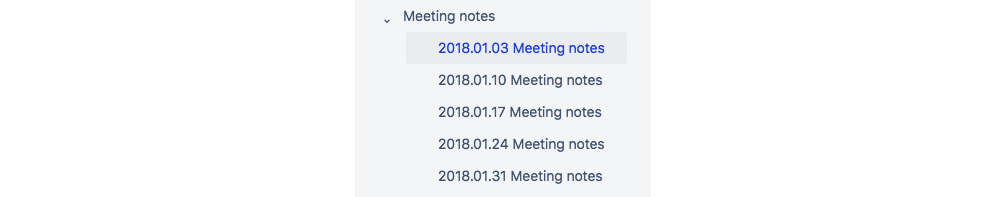 List of the meeting notes