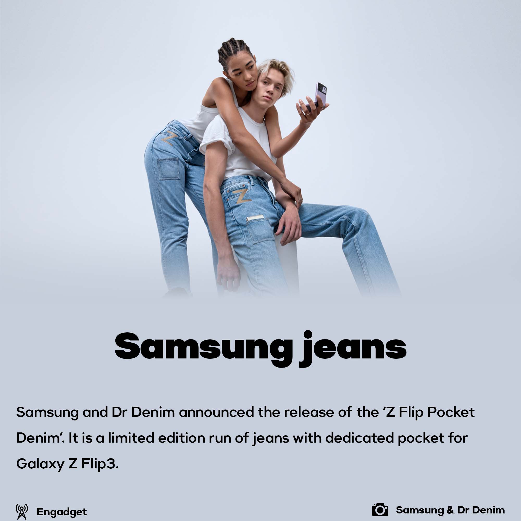 Samsung and Dr Denim released limited edition of jeans with special pocket for Samsung Galaxy Z Flip 3