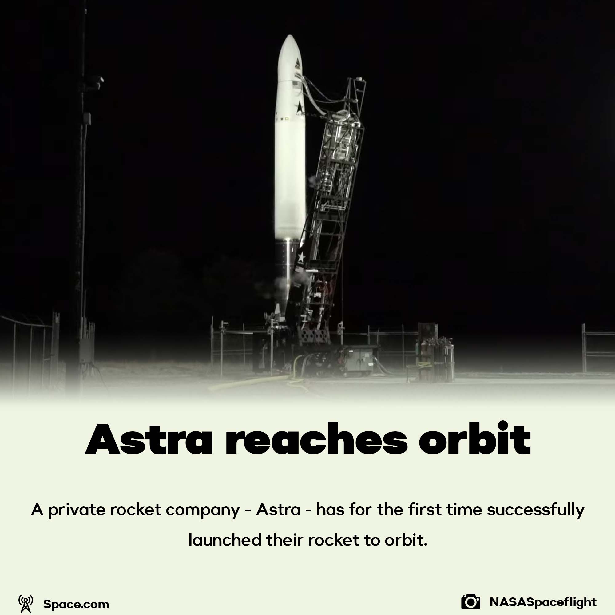 Astra reaches orbit for the first time
