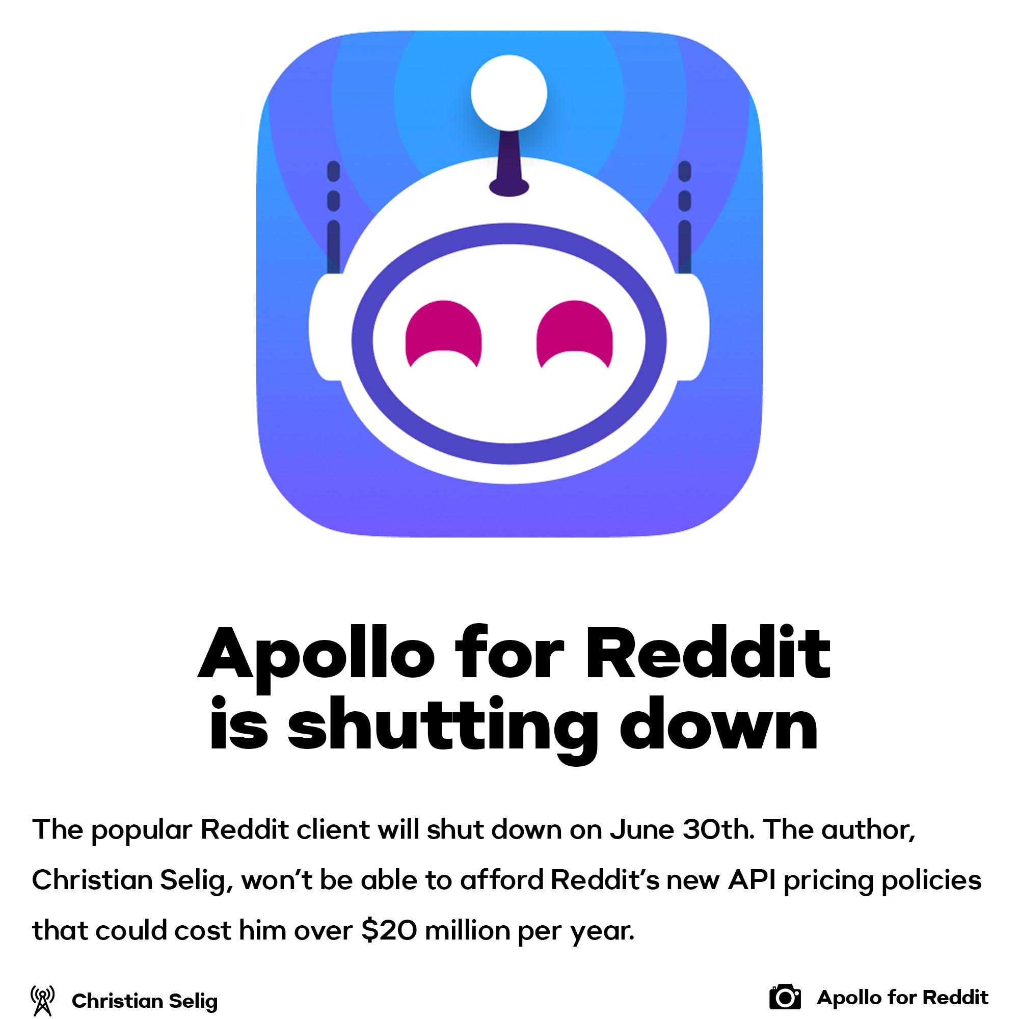 Apollo for Reddit is shutting down