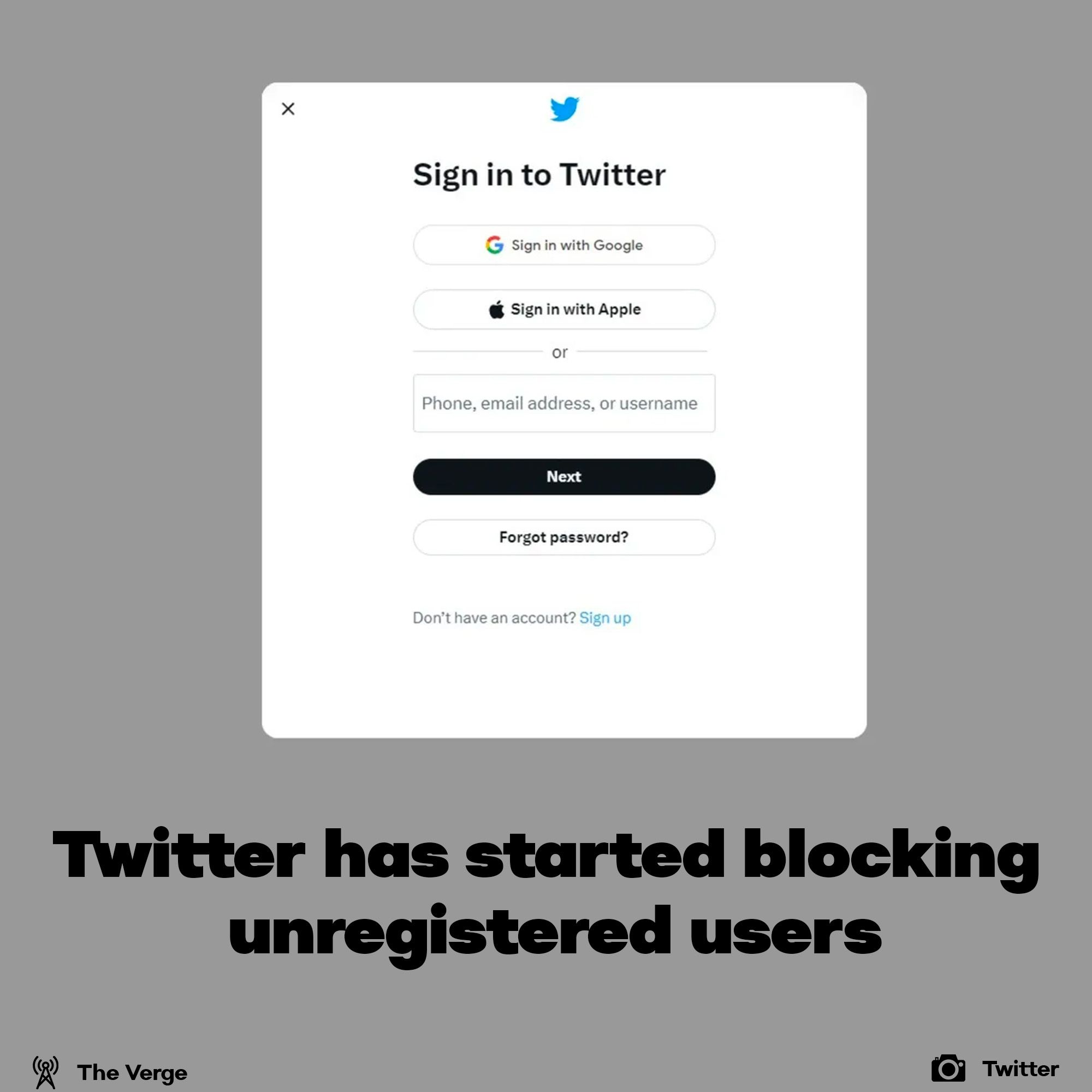 Twitter blocks unregistered users