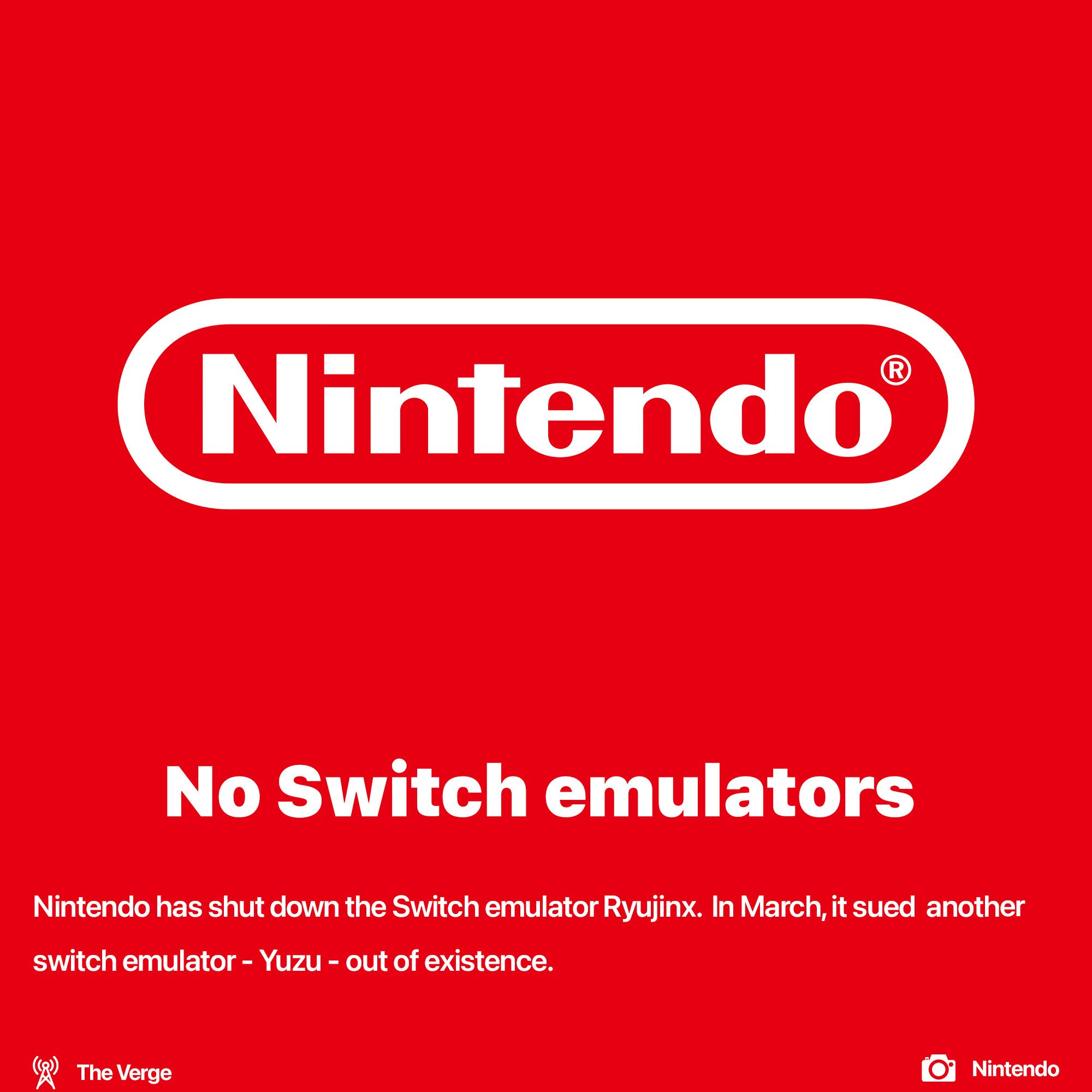 Nintendo destroys all Switch emulators