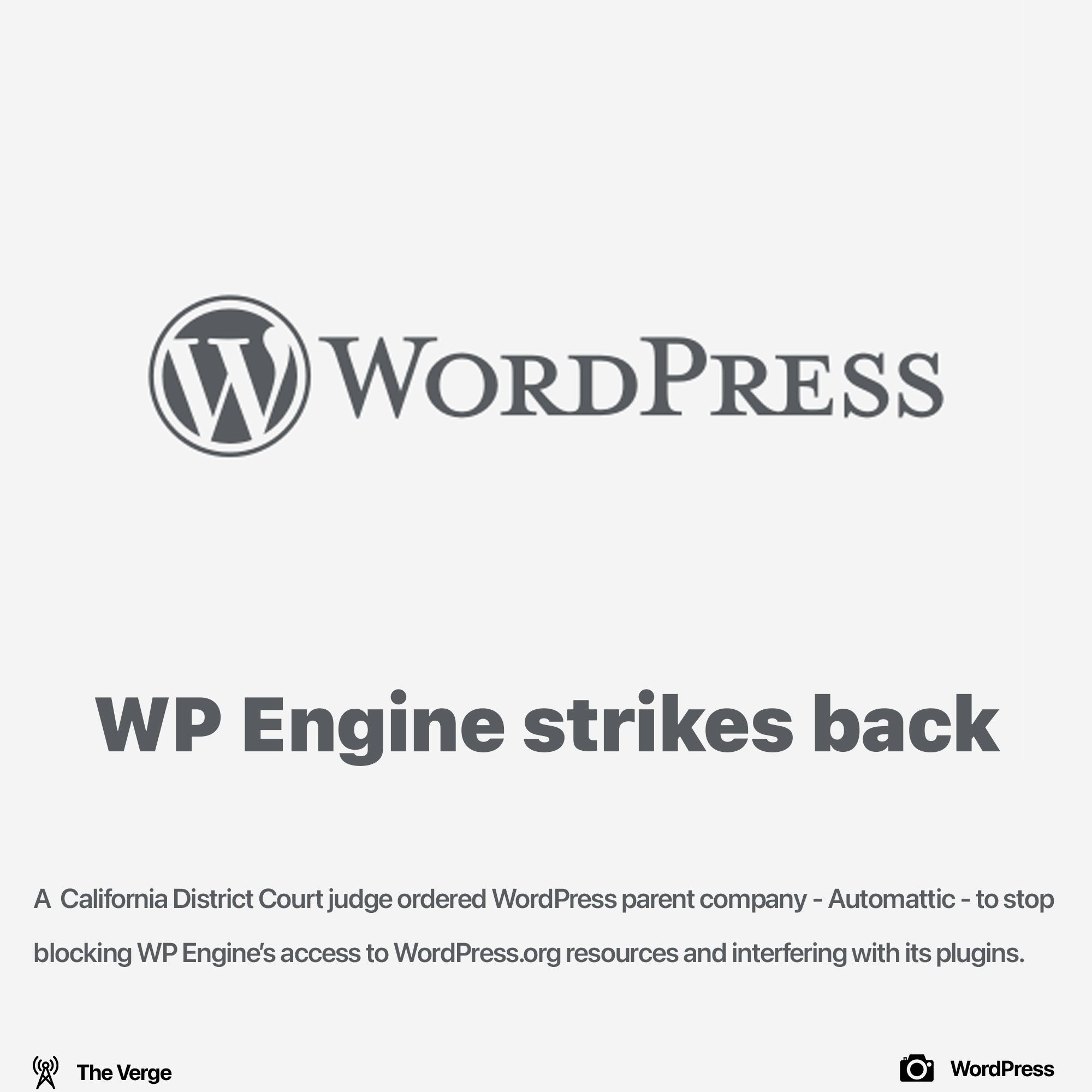 WP Engine wins with Automattic in cort