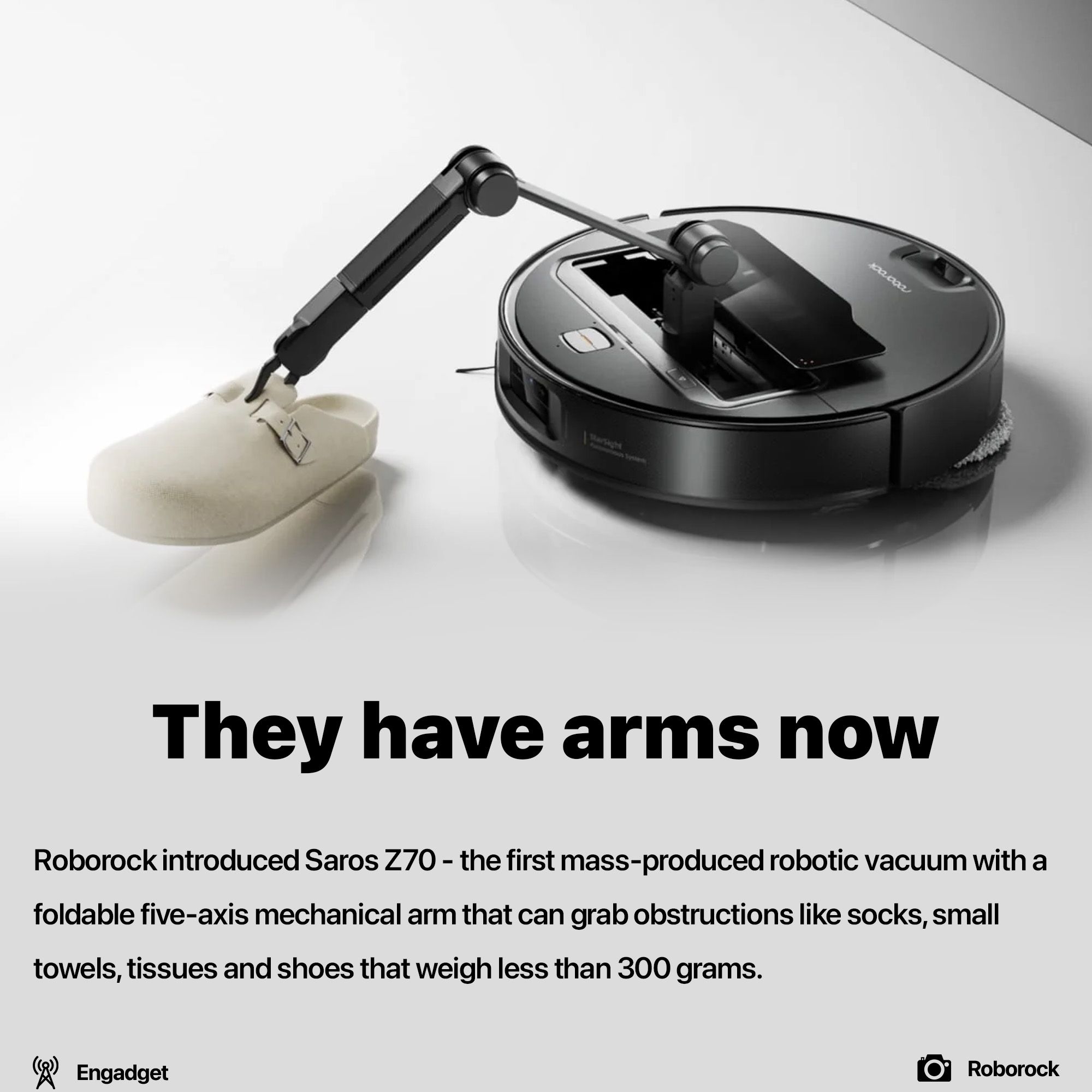 Robotic vacuums have now arms