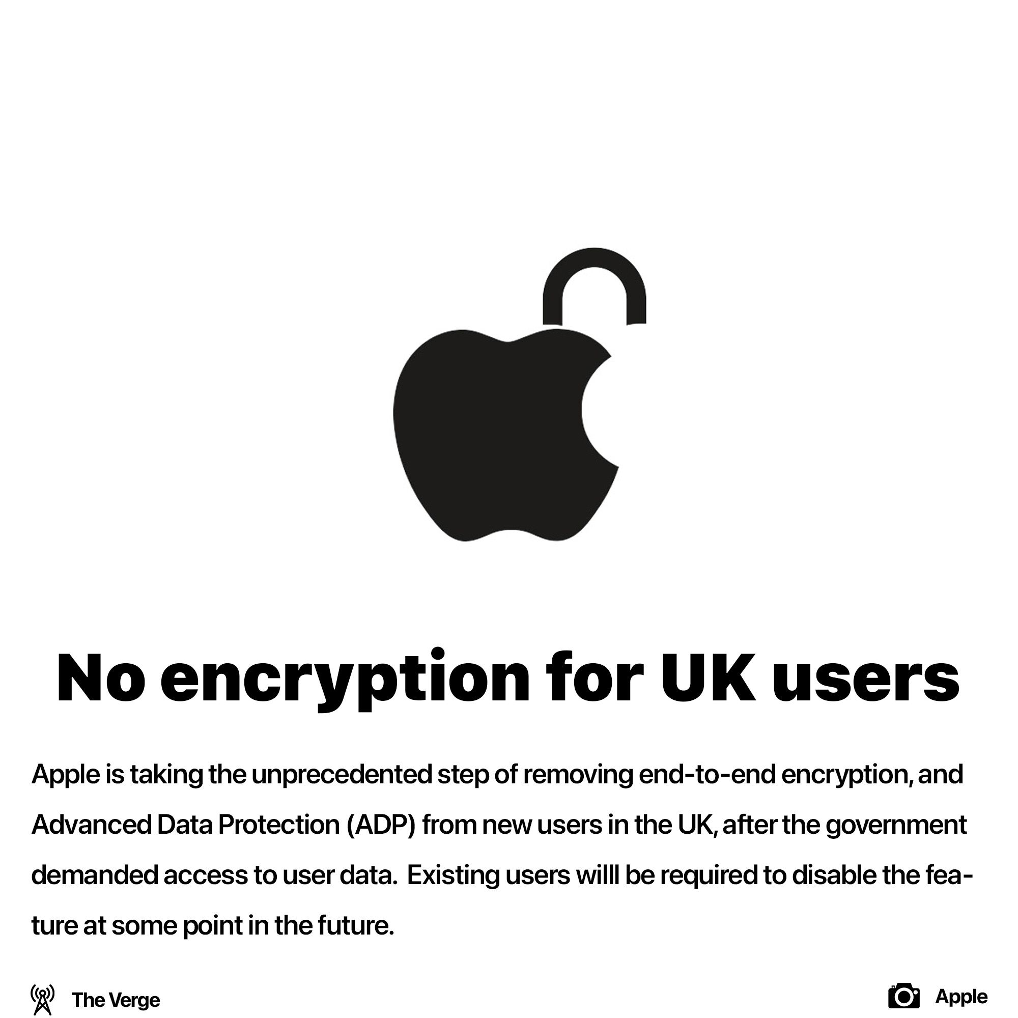 Apple no longer offers E2E encryption to UK users