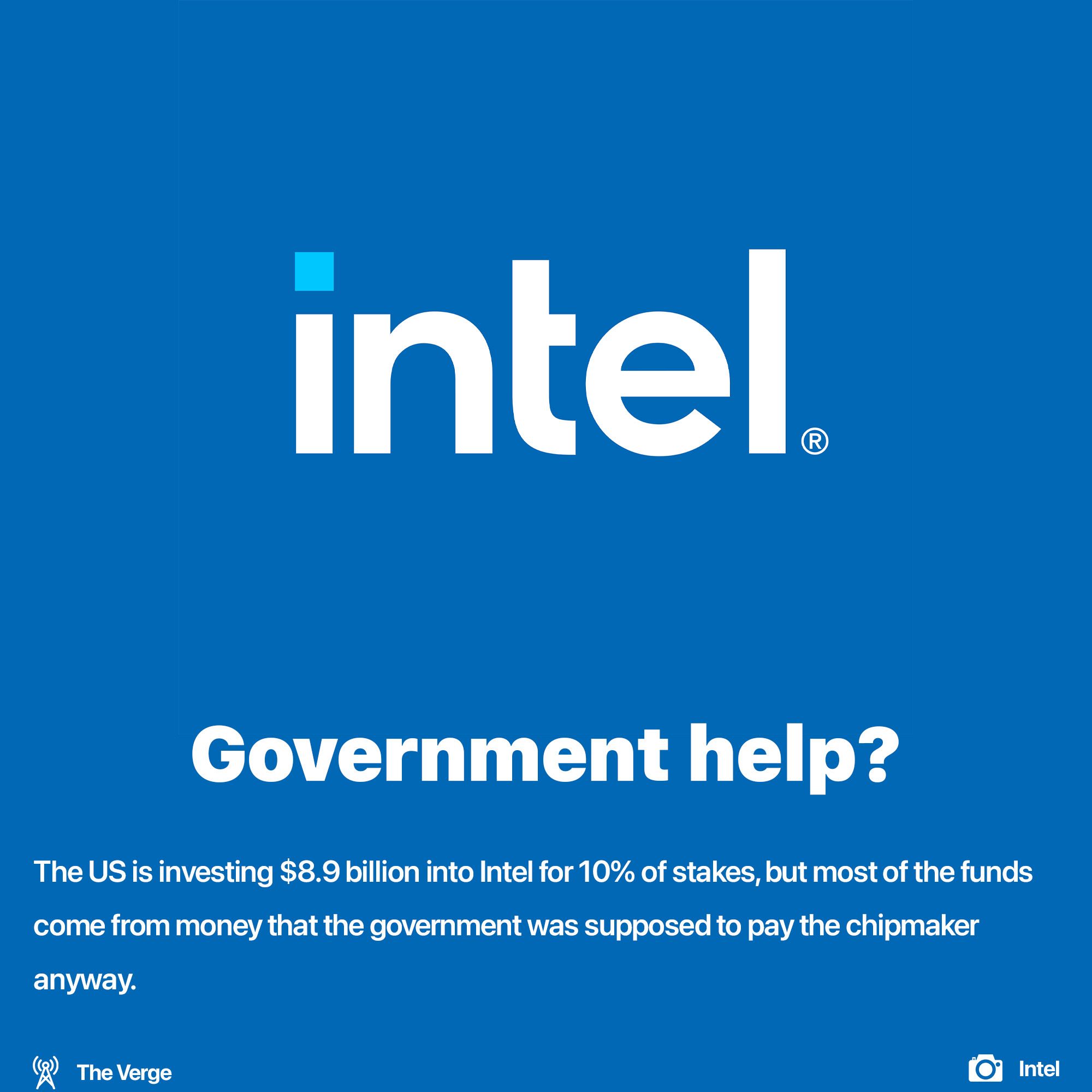 US buys 10% of Intel stakes