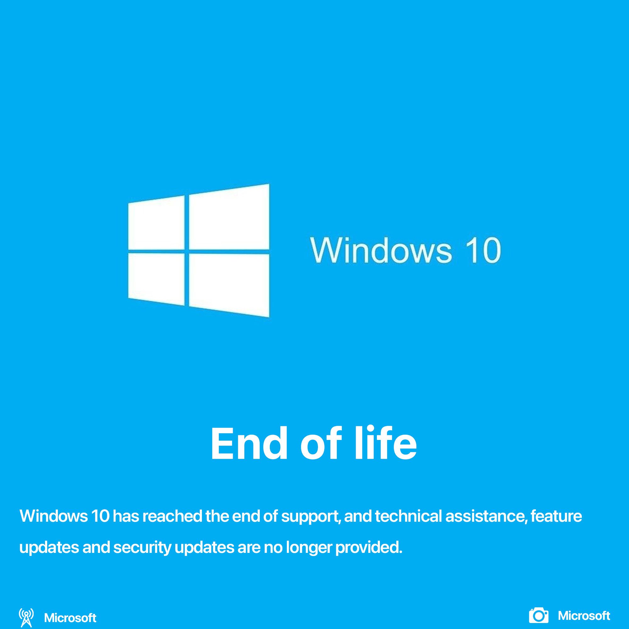 Windows 10 is no longer supported