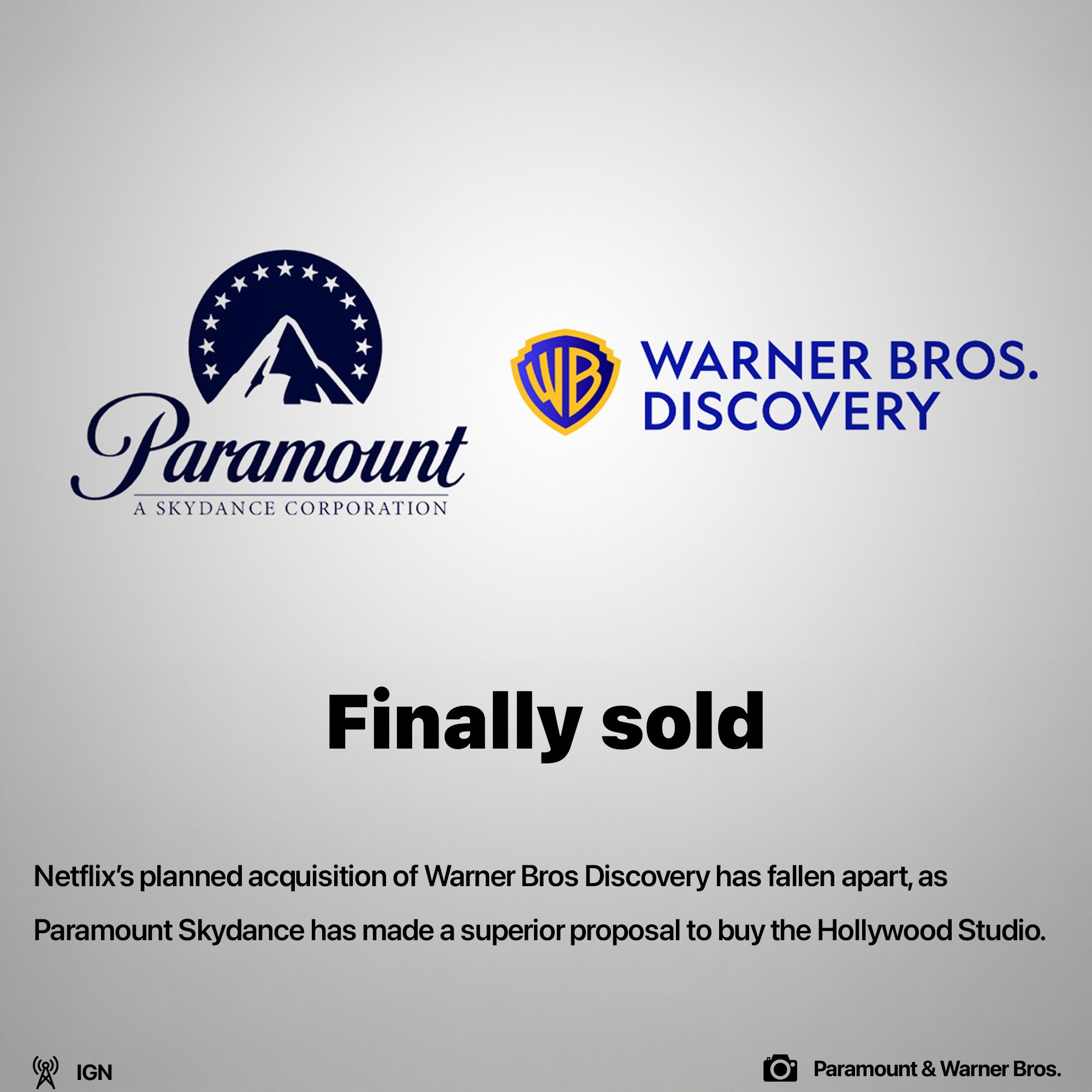 Warner Bros. sold to Paramount