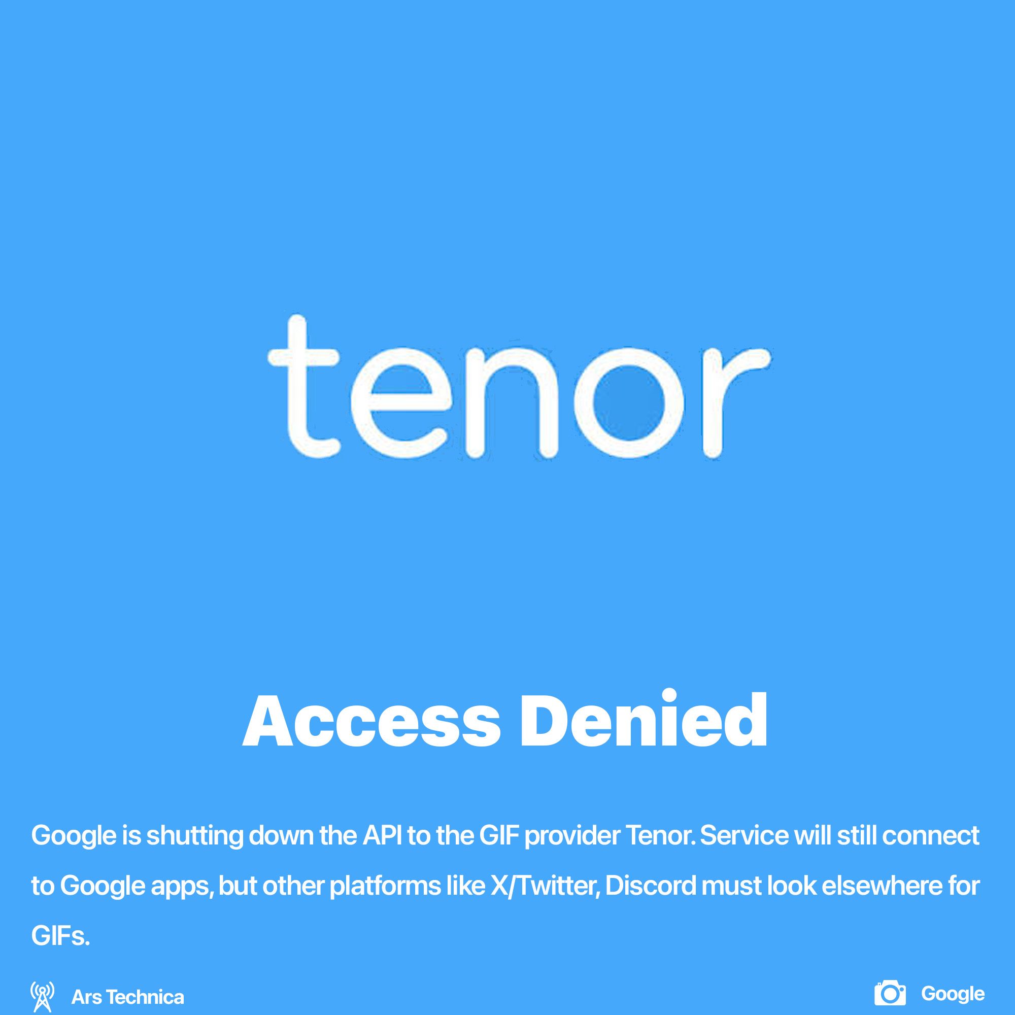 Google kills GIF service - Tenor