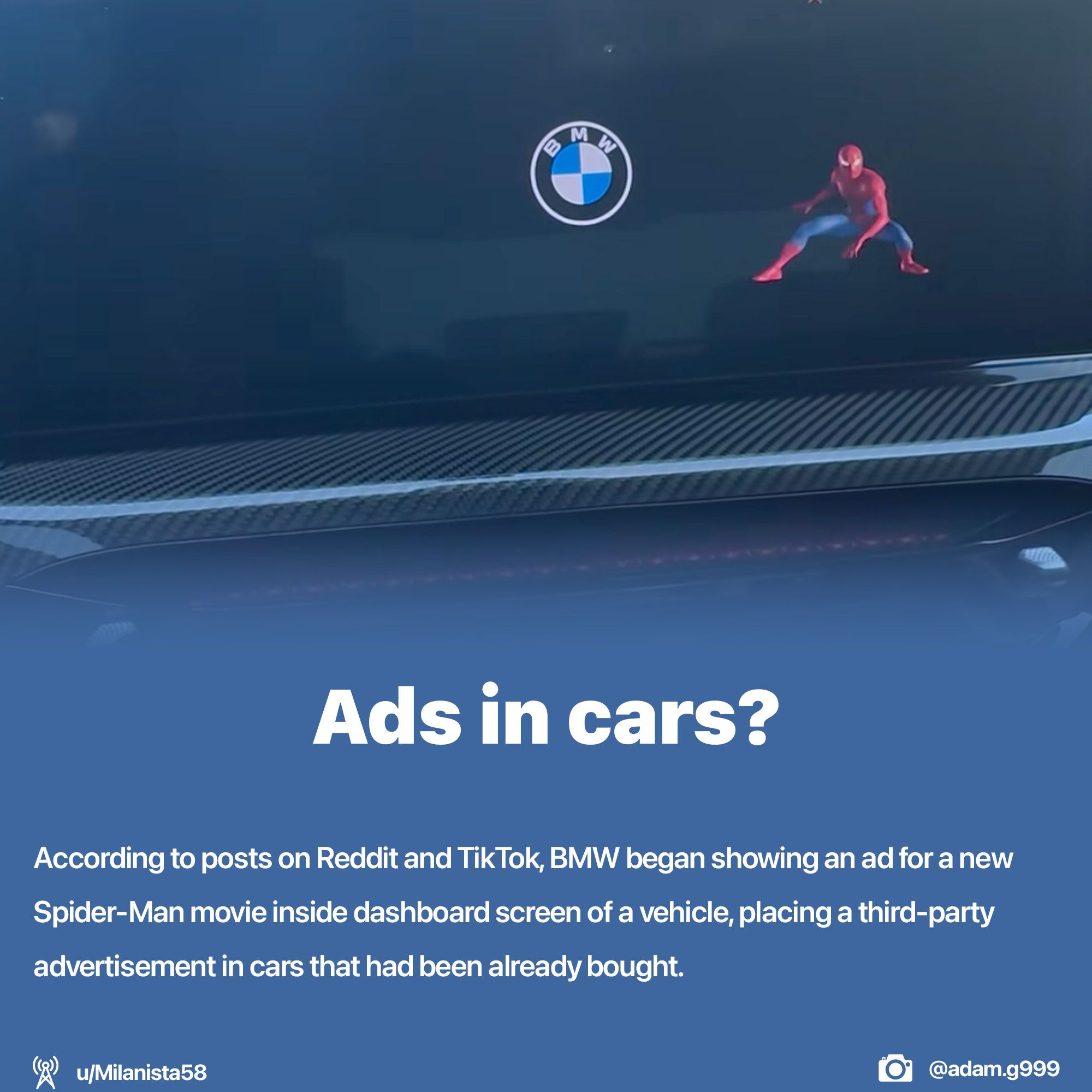 BMW showing ads inside a car
