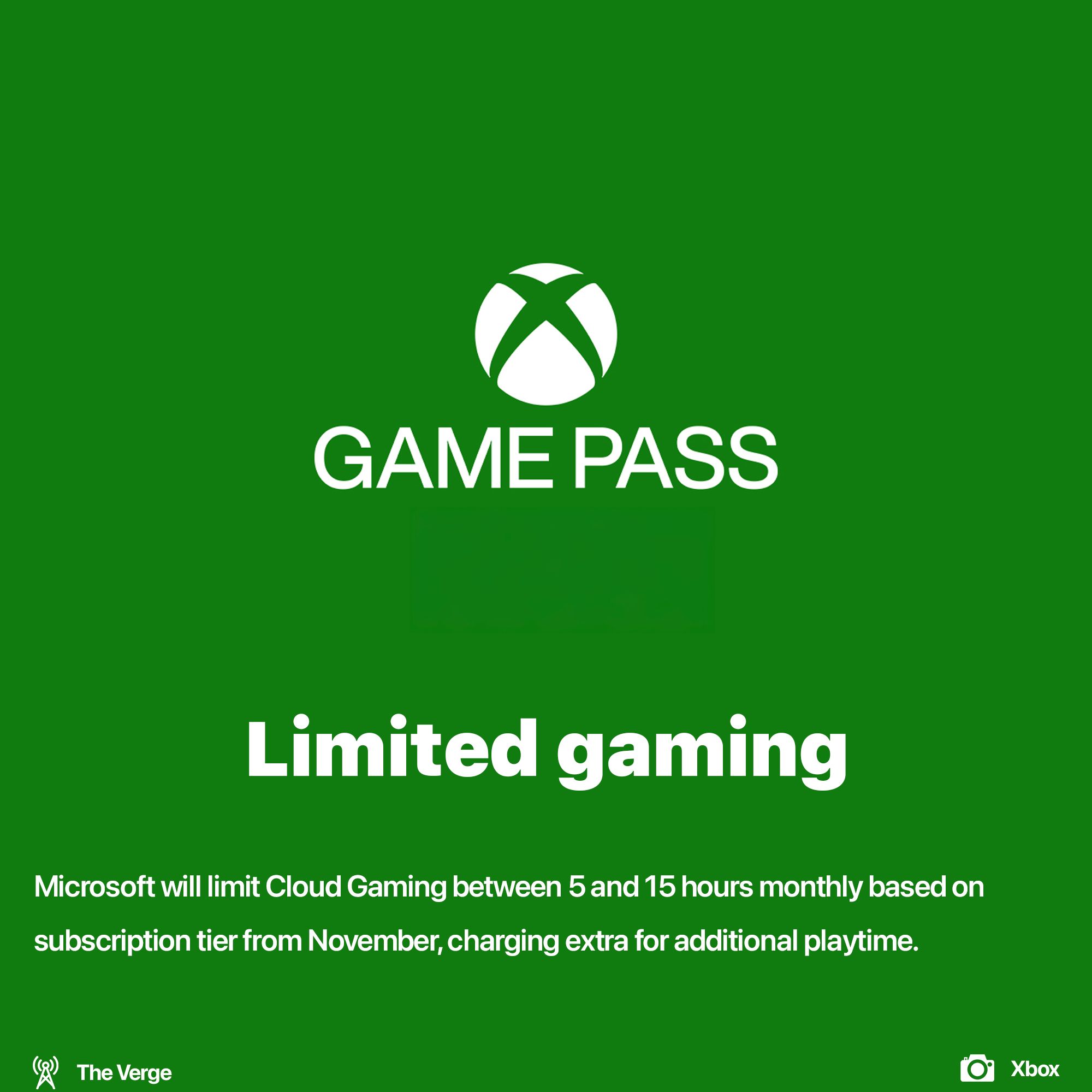 Microsoft will limit cloud gaming