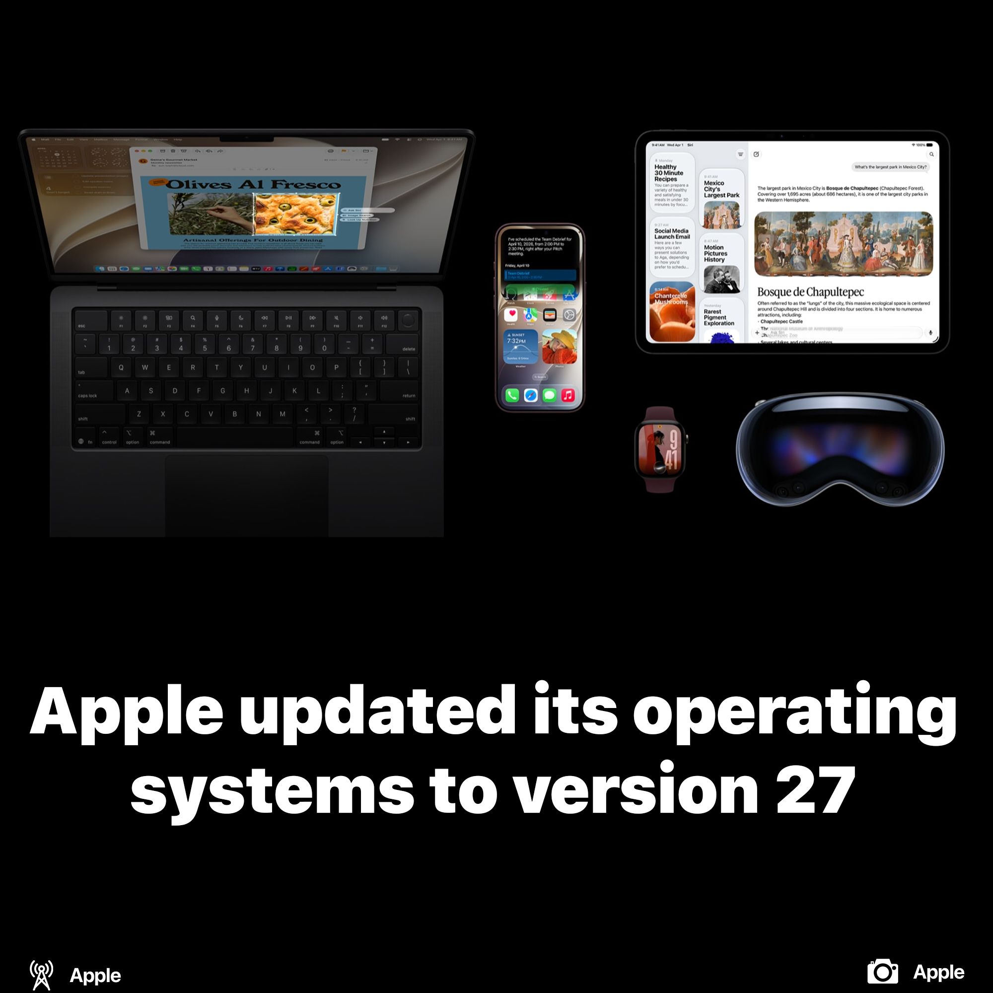 Apple updated its operating system to version 27